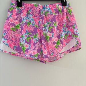 Lilly Pulitzer Luxletic Shorts Ocean Trail Athletic Short Purple Floral S Small